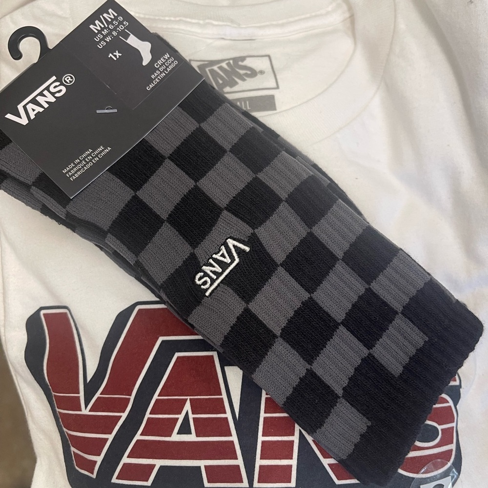 Vans Checkerboard Pewter / Black Crew Socks (1 pair)